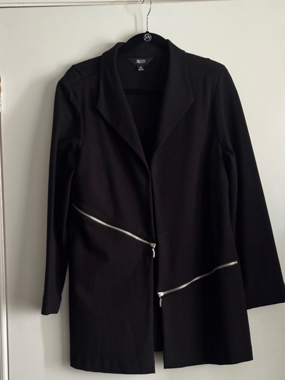 Women's Black Zip-Accent Long Blazer Jacket